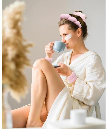 Sponge Spa Headband for Women Pink Face Washing and Makeup Headband with Bonus Scrunchie and Wash Bands - Buy Online on GoSupps.com