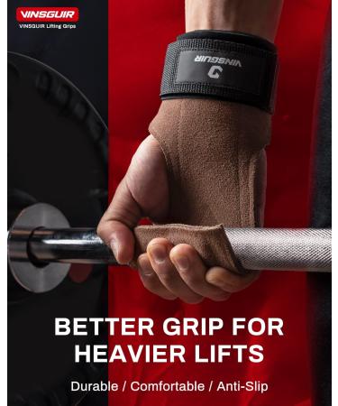 VINSGUIR Padded Weight Lifting Straps with Wrist Support - Gym Hand Straps for Men and Women (Pair) Brown - Buy Online on GoSupps.com