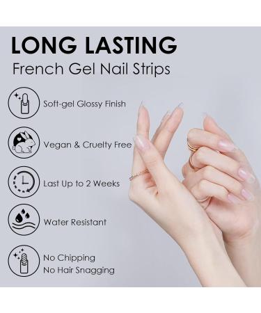 Semi Cured Gel Nail Polish Strips Gel Nail Stickers 22 Stickers Nail Wraps Soft Self-Adhesive Gel Nail Stickers Clear Gel Nail Strips - UV/LED Lamp Required - Buy Online on GoSupps.com