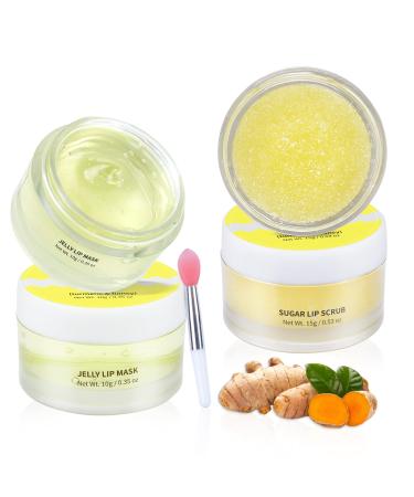 ANAIRUI Lip Therapy Set - Turmeric Honey Lip Care Kit - Includes Sugar Lip Scrub & Jelly Lip Sleep Mask, Lips Balm & Moisturizer, Dark Lip Treatment, Exfoliating & Repairing for Fuller, Softer Lips (Turmeric & Honey) TURME…