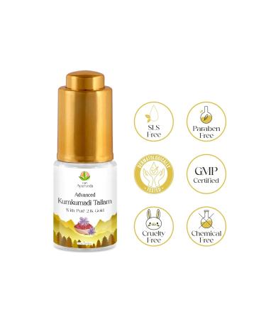 100% Pure Kumkumadi Facial Beauty Serum with Saffron & 24K Gold Flakes - 12ML | International Shipping Available - Buy Online on GoSupps.com