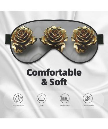 Gold Rose Print Double-Sided Eye Mask - Soft Light Blocking for Better Sleep | International Shipping Available - Buy Online on GoSupps.com