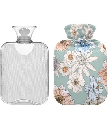 Buy Naanle Hot Water Bottle - Yellow Blue Flowers | 1L Transparent Heat Bottle for Back Pain Relief Hand & Foot Warmer Neck Therapy - International Shipping - Buy Online on GoSupps.com