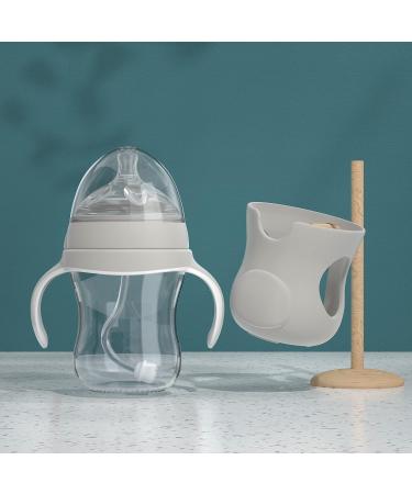 Gulicola Natural Glass Baby Bottle with Protective Silicone Sleeve  Varibale Flow Nipple  Wide Neck  7 oz  White - Buy Online on GoSupps.com