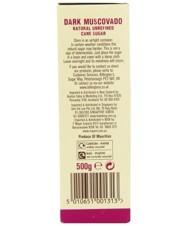 Billingtons Dark Muscovado Natural Unrefined Cane Sugar - 500g | Premium Quality Ideal for Baking & Cooking - 5 Pieces - Shop Internationally - Buy Online on GoSupps.com