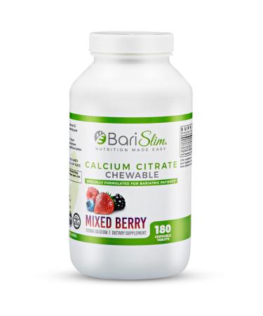 BariSlim Bariatric Calcium Citrate with Magnesium and Vitamin D Tabs - 500 mg of Calcium Citrate Per Serving - Formulated for Patients After Weight Loss Surgery | Mixed Berry (90 Servings)