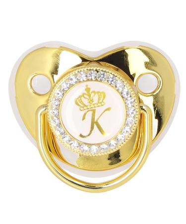 Pacifier with Golden Letters - Exquisite Silicone Baby Pacifier (Letter K) | Safe for Travel & Home - Buy Online on GoSupps.com
