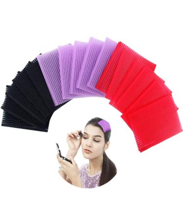 40Pcs Hair Fringe Stickers Magic Bangs Hair Pad Magic Hair Fixed Clip Accessories Cute Hairpins Hook Hair Pads Self-adhesive Hair Patch(Color Random) Red Purple & Black