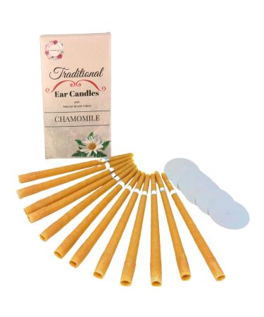 AROMABELLE Hopi Ear Candles for Wax Removal | Chamomile Scented Ear Wax Candles | Luxury Ear Wax Removal Candles Made of Pure Beeswax (Set of 12)