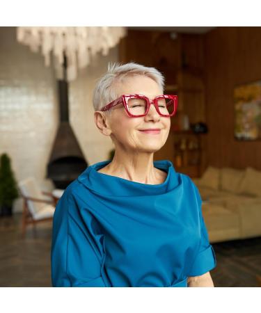 OCCI CHIARI Women's Oversized Square-Cateye Reading Glasses - Trendy Thick Readers in Red 2.75x for Ultimate Comfort - Buy Online on GoSupps.com