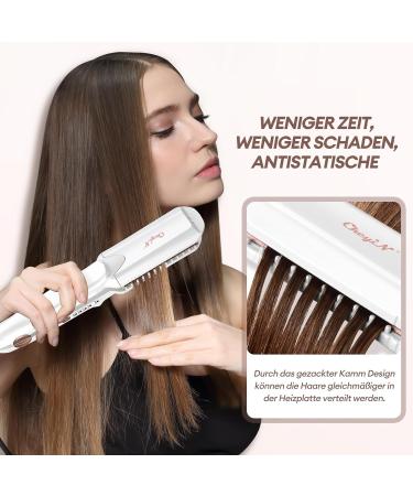 CCKEYIN 3-in-1 Crepe Iron for Hair - Ceramic Hair Straightener & Crimper with Temperature Control - Multi-Style Wave Iron in White - Buy Online on GoSupps.com