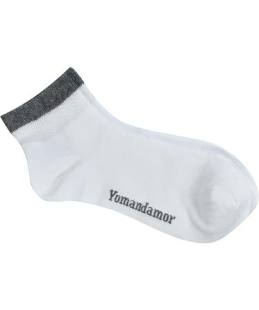 Yomandamor Men's Bamboo Diabetic Health Socks - 6 Pairs Size 38-46 White with Grey Tip - Comfortable & Breathable for Optimal Foot Care - Buy Online on GoSupps.com