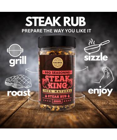 Steak King BBQ Rub - 100% Natural Seasoning for Extraordinary Steaks - Large 200g Jar - Buy Online on GoSupps.com