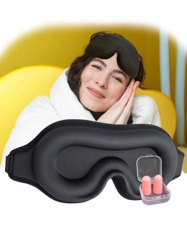 Premium Black Sleep Eye Mask - 100% Light Blocking 3D Contoured Design for Comfort Travel Pouch & Earplugs Included - Ideal for Men & Women Perfect for Side Sleepers - Buy Online on GoSupps.com