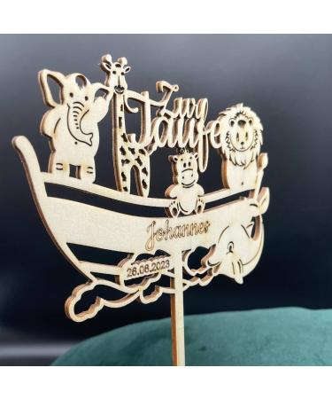 Personalized Noah's Ark Baptism Cake Topper - Custom Name & Date - Unique Cake Decoration for Baptism Celebrations - Buy Online on GoSupps.com
