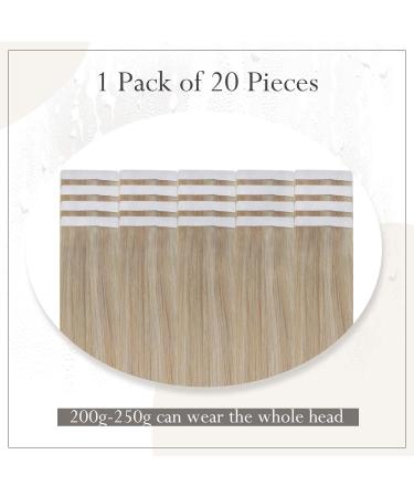 RUNATURE Blonde Tape in Hair Extensions - 14 Inch 50g Remy Human Hair Highlight Ash Blonde Tape Extensions #18AP60 - Buy Online on GoSupps.com