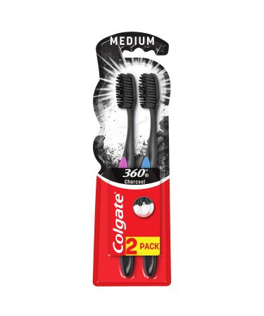 Colgate 360 Black toothbrush medium 2 pieces