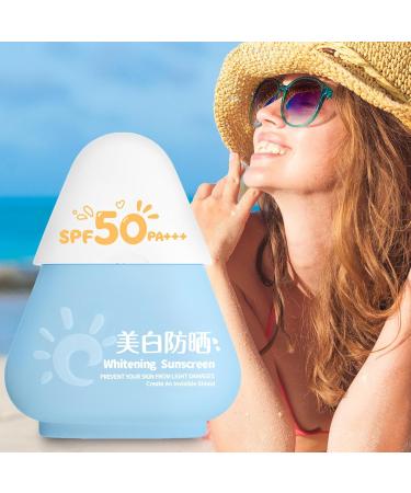 Travel Sunscreen 60g Waterproof Sweat-proof whitening Sunscreen Facial Sunscreen SPF 50 PA+++ Vacation Sunscreen Gentle refreshing Matte Finish Long-lasting Makeup Oily Skin Sunscreen For Summer Beach cedar blue bottle - Buy Online on GoSupps.com