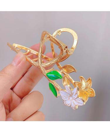Metal Flower Claw Clips - Elegant Lily Design - Strong Hold Hair Accessories for Women & Girls - 4 PCS - Buy Online on GoSupps.com