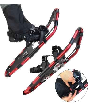 ALPIDEX Snowshoes for Men & Women - Lightweight Aluminum Frame Ratchet Binding Carrying Bag Size 36 to 135 kg - Black/Red - Buy Online on GoSupps.com