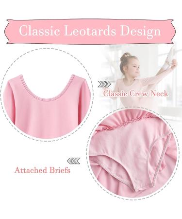Girls Ballet Leotard with Ruffle Sleeves & Criss-cross Back - Pink, Long Sleeve - Ages 3-4 - Buy Online on GoSupps.com