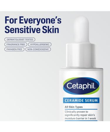 Cetaphil Ceramide Serum Hydrates and Restores Skin Barrier Formulated with Ceramides & Centella Asiatica Designed for Sensitive Skin Fragrance Free Dermatologist Tested 1oz - Buy Online on GoSupps.com