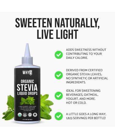 Organic Stevia Liquid Drops Zero Calorie Natural Sweetener for Coffee, Tea & Baking, Pure Stevia Extract, Keto Friendly, 1 fl oz, 228 Servings - Buy Online on GoSupps.com