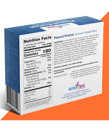 NutriWise Diet Bars - High Protein Gluten Free Low Cholesterol Low Sodium Low Sugar - Divine Peanut Pretzel (7/Box) - International Shipping Available - Buy Online on GoSupps.com