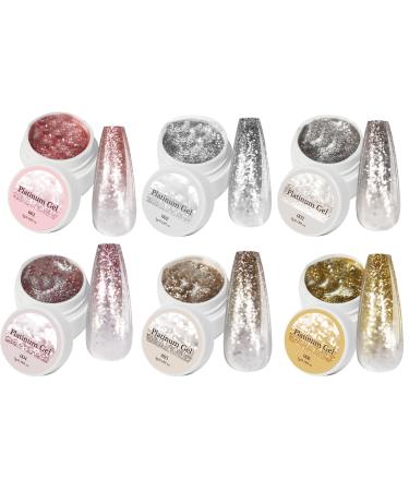 Sculpture Gel High-density platinum nail gel Japanese style glitter for nail art chrome gold and silver gels with drawing and painting function 6 x 5g