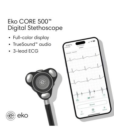 Eko CORE 500 Digital Stethoscope - Advanced TrueSound Audio 3-Lead ECG Full-Color Display Silver - Shop Internationally - Buy Online on GoSupps.com