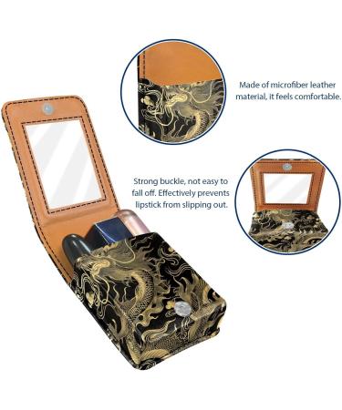 Travel Lipstick Organizer Case - Portable Makeup Bag with Mirror | Chinese Golden Dragon Style - Perfect for International Shipping - Buy Online on GoSupps.com