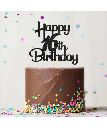 Sotpot Black Glitter 16 Cake Topper 16th Birthday Cake Decorations for Birthday Party Anniversary Party Supplies 16th Cake Topper - Buy Online on GoSupps.com