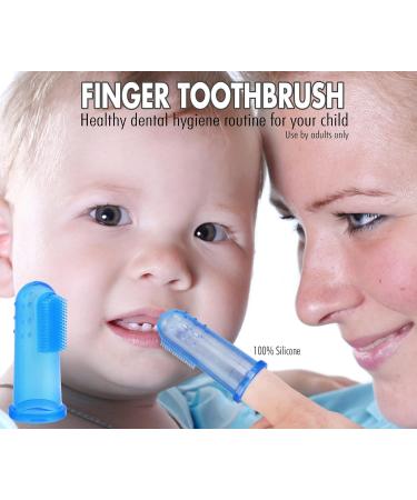 Baby Finger Toothbrush & Gum Massager - Teether Brush for Babies 3 Months+ | Silicone Oral Care Essentials - Pack of 2, Blue - Buy Online on GoSupps.com