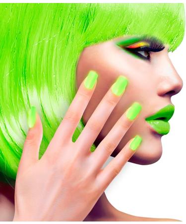 Artificial Neon Green Nails - Airbrush Fake Nails for Women | 80s Carnival Costume Accessories - Buy Online on GoSupps.com