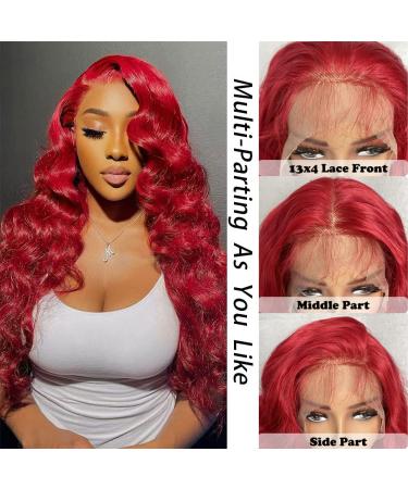 SOKU Red Lace Frontal Wig 32 Inch Body Wave | Pre Plucked with Baby Hair | Heat Resistant Synthetic Wig for Black Women - Buy Online on GoSupps.com