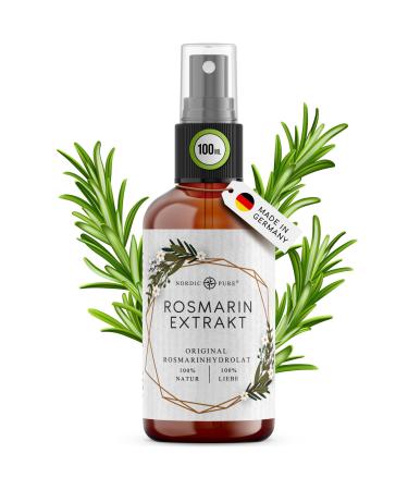 Nordic Pure Eau de romarin 100 ml | Pour peau et cheveux | Extrait de romarin revitalisant pour le soin des cheveux fins secs et cassants | Hydrolat de romarin sans huile