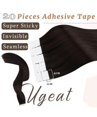 Ugeat Brown Tape In Extensions | Long Real Hair 20 Pieces 65cm | Dark Brown #2 | Smooth & Lightweight - Buy Online on GoSupps.com