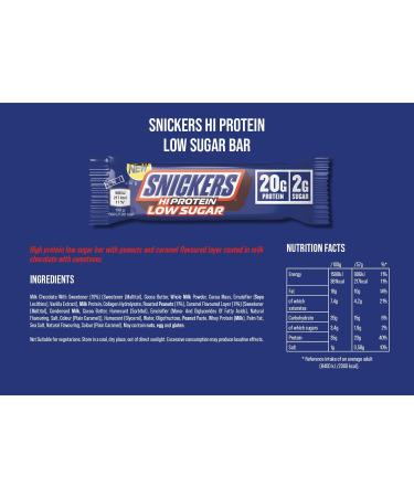 Snickers Milk Chocolate Low Sugar Protein Bars (12 x 57g) - 20g Protein High Energy Snack - Buy Online on GoSupps.com
