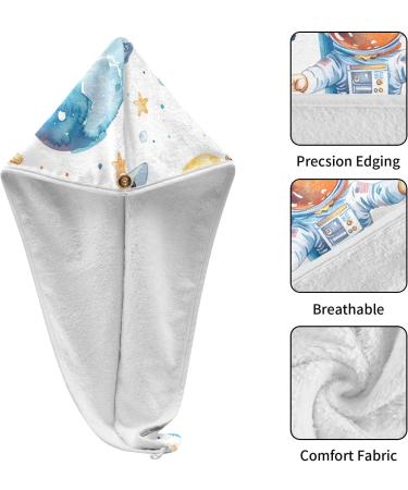 Astronaut Planet Hair Towel 2 Pack - Super Absorbent Quick Dry Hair Turbans for Women & Girls | Ultimate Hair Drying Solution - Buy Online on GoSupps.com
