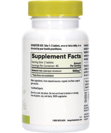 Organic Shatavari Root Extract Supplements - Calming & Cooling Formula for Rejuvenation and Vitality - 90 Tablets | Banyan Botanicals - Buy Online on GoSupps.com