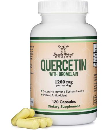 Quercetin with Bromelain - 120 Count (1,200mg Servings) Immune Health Capsules - Supports Healthy Immune Functions in Men and Women (Vegan Safe, Manufactured in USA) by Double Wood Supplements