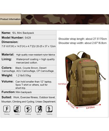 Huntvp Mini Daypack Military Backpack 10L/20L - Tactical Assault Pack for Hunting, Camping, and Trekking - Black - Buy Online on GoSupps.com