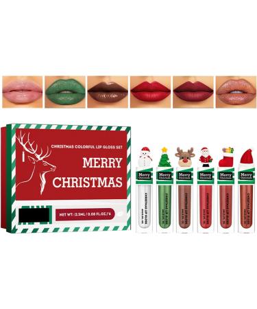 CHAKAE 6Pcs Christmas Colorful Lip Gloss Moisturizing Lipstick Nourishing Matte Tint Makeup Supplies - Buy Online on GoSupps.com