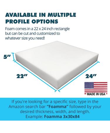 High Density 5x22x24 Upholstery Foam Padding - Custom Pillow & Cushion Replacement - Buy Online on GoSupps.com