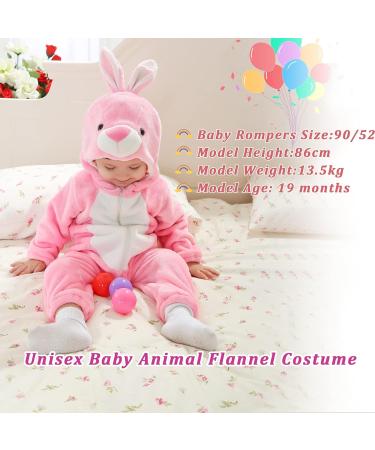 Doladola Baby Hooded Onesie Romper | Toddler Animal Jumpsuit | 3-6 Months | Pink Rabbit | Autumn Winter Outfit - Buy Online on GoSupps.com