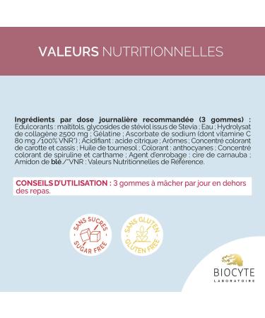 BIOCYTE - Collagen Express Gummies - Anti-Aging and Youth Skin Supplement - Hydrolyzate Collagen and Vitamin C - 45 Gums - 15 days taken - Buy Online on GoSupps.com