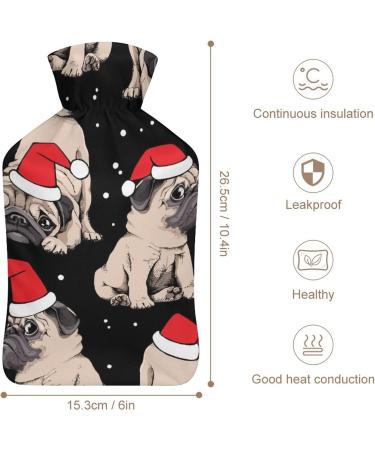 Buy Cartoon Pug Hot Water Bottle with Plush Cover - Bed Bottle Hand Warmer for Adults & Kids | 26.5x15.3cm - International Shipping Available - Buy Online on GoSupps.com