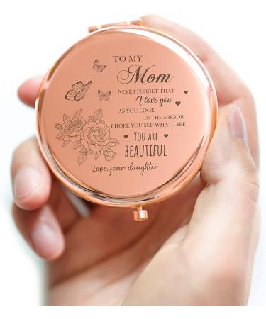 GAOLZIUY Compact Mirror Gifts for Mom from Daughter  Rose Gold Mom Compact Mirror for Mother  Birthday Gifts for Moms Women from Daughter for Mom Birthday  Mothers Day Wedding Anniversary Flower-mom-1 - Buy Online on GoSupps.com