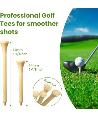 Professional Bamboo Golf Tees Wood Pack of 50 | 3-1/4 Long & 2-1/8 Short Biodegradable Tees | Reduce Friction & Side Spin | Driver Golf Accessories - Buy Online on GoSupps.com