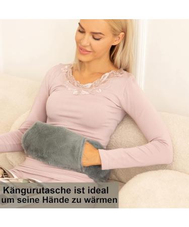 Owozoi Long Hot Water Bottle with Soft Cover & Kangaroo Bags - 72cm 2L - Ideal for Neck Shoulder & Bed - Perfect Women's Gift in Gray - Buy Online on GoSupps.com